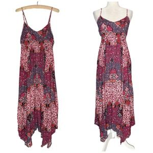 American Eagle Outfitters Red and Purple Midi Dress